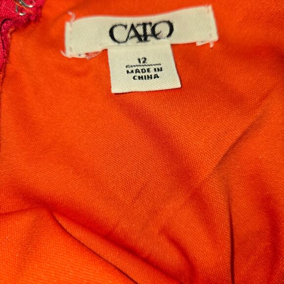 Cato Women's Dress 12 Pink Orange Lace Cap Sleeves  Sun Misses Size Large L - Picture 4 of 7
